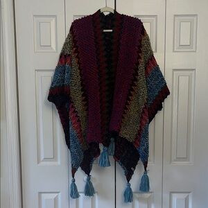 Multicolor Knit Women's Sweater with Tassels